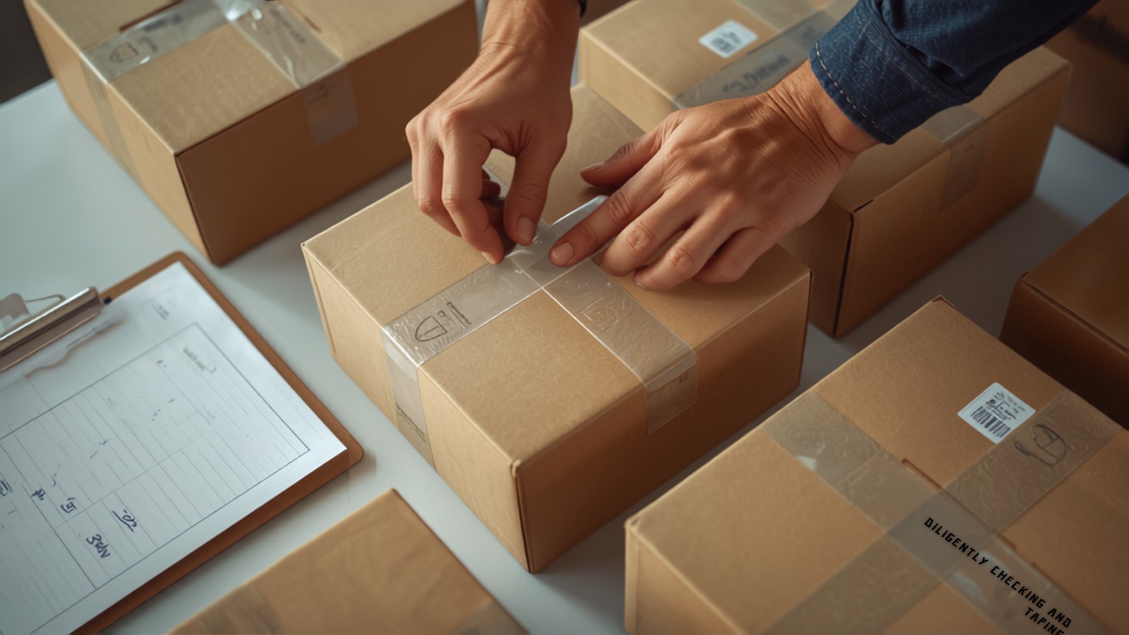 Verificación y embalaje de cajas antes del despacho